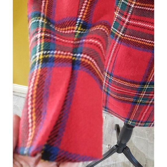 VTG Y2K Venus Dbl Breasted Wool Blend Red Tartan Peacoat Sz 4 Classic Scottish - Picture 5 of 8